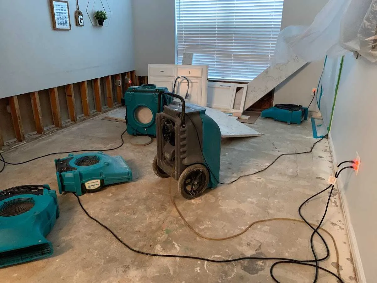 Dehumidifier in flood-cut room for Water Damage Restoration in East Palo Alto